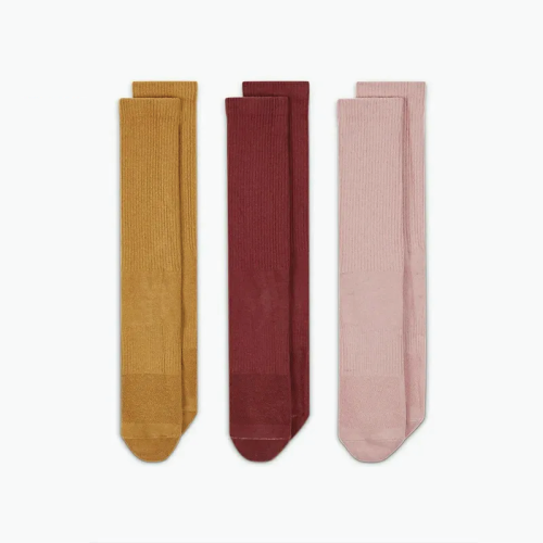 Men's Ribbed Crew Socks in Earth Tones - Mustard, Burgundy, Pink - Image 2