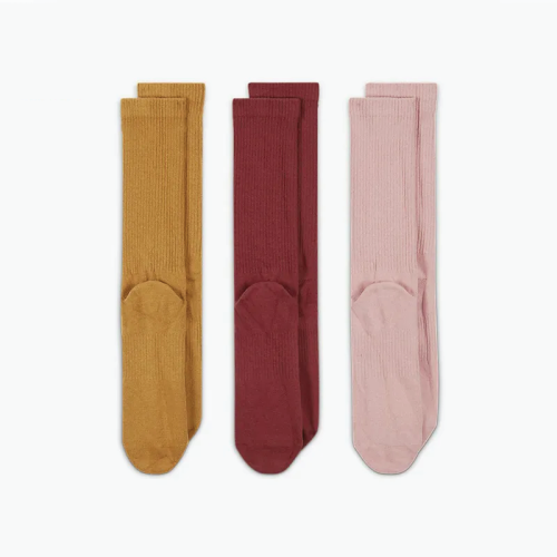 Men's Ribbed Crew Socks in Earth Tones - Mustard, Burgundy, Pink - Image 3