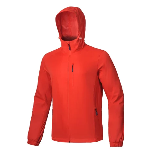 Men's Solid Red Hooded  Softshell Jacket