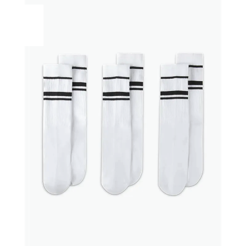 Men's Classic White Crew Socks with Double Black Stripes - Image 2