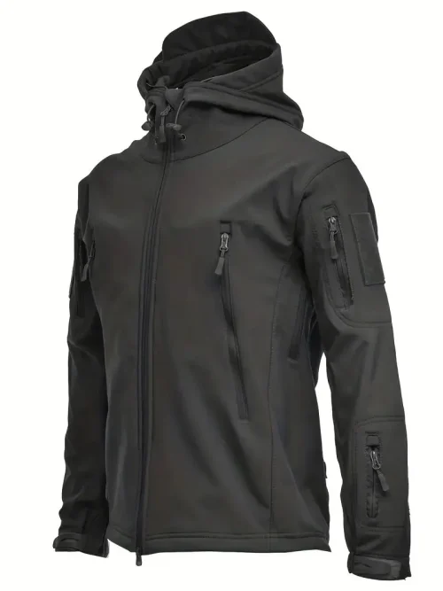 Unique Men's Black Tactical  Softshell Jacket