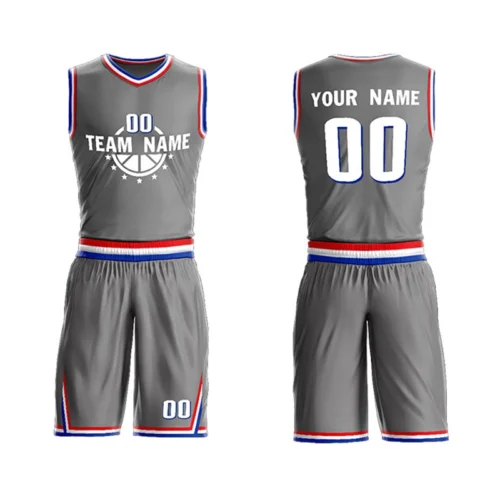 Customized Grey & White Basketball Uniform