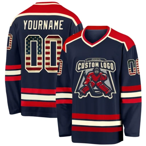 Red Blue Personalized Ice-Hockey Uniform