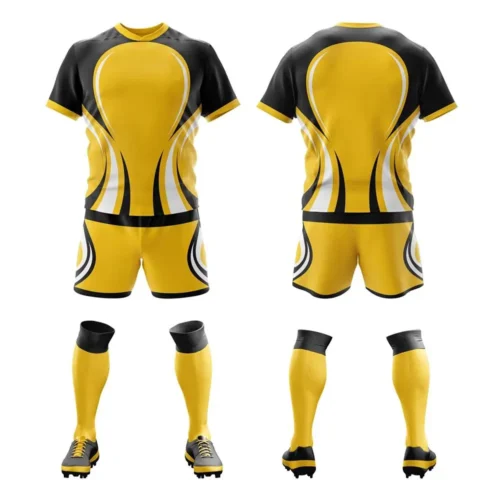 Men's Rugby Uniform Set - Modern Gray & Yellow