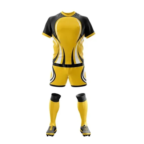 Men's Rugby Uniform Set - Modern Gray & Yellow - Image 2