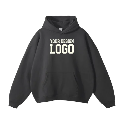 Customized Logo printed Black Hoodie for Men