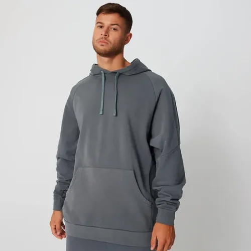 Unique Men's dark grey cotton hoodie