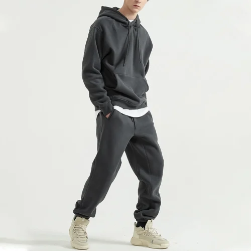 Men's Black Casual fit fleece Sweatsuit