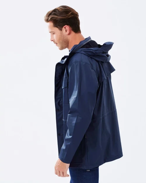 Blue Rains Short Hooded Coat for Men - Image 4