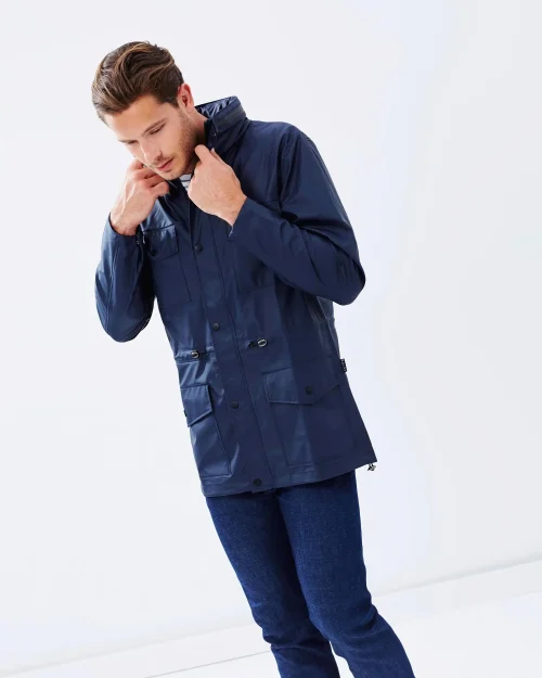Blue Rains Short Hooded Coat for Men - Image 2